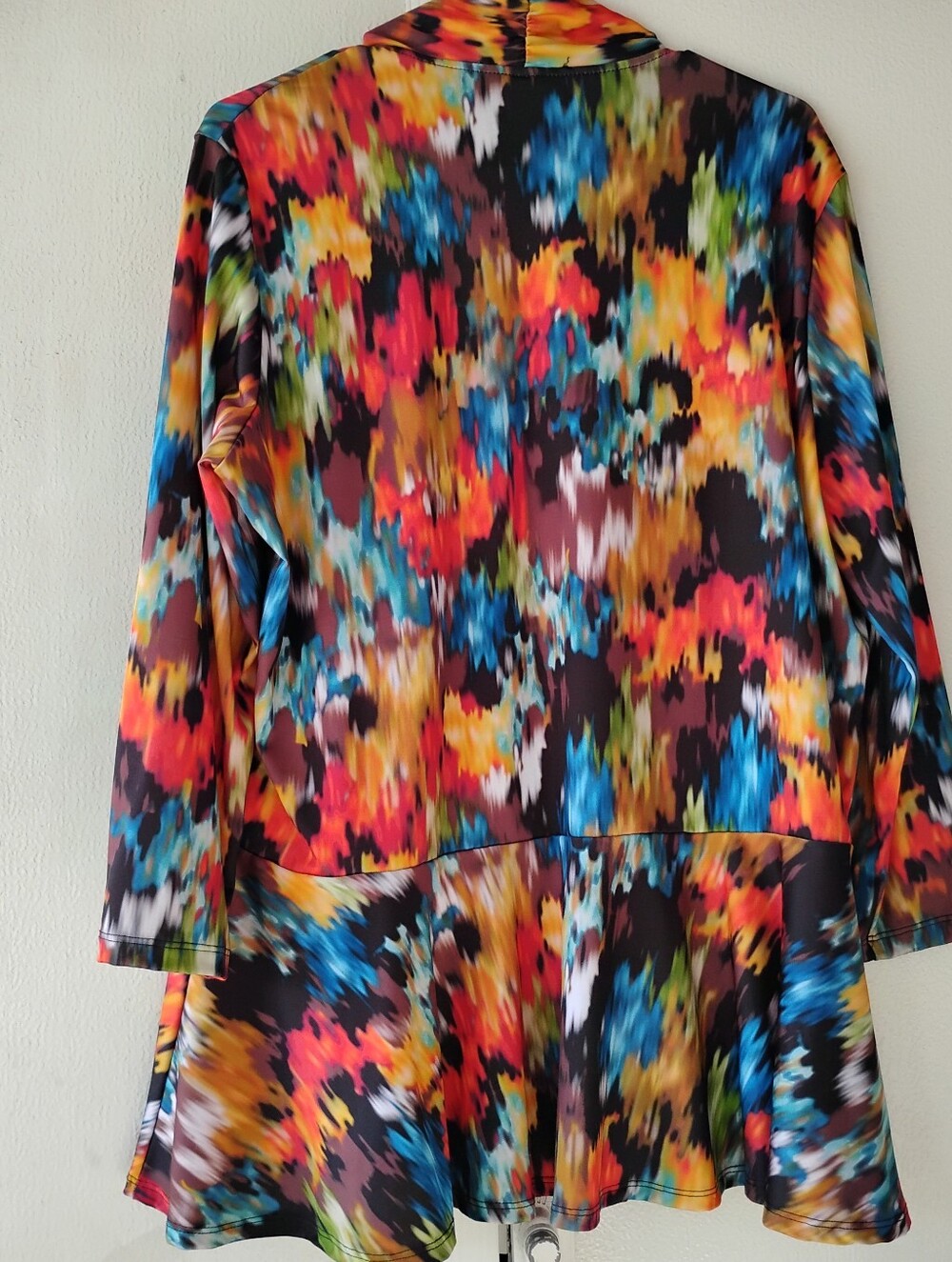 Colorful Abstract Open Front Drape Cardigan - Picture 5 of 14